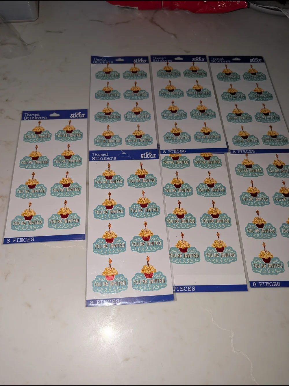 ~Sticko You're Invited Stickers 7 Packs Parties, Showers, Weddings